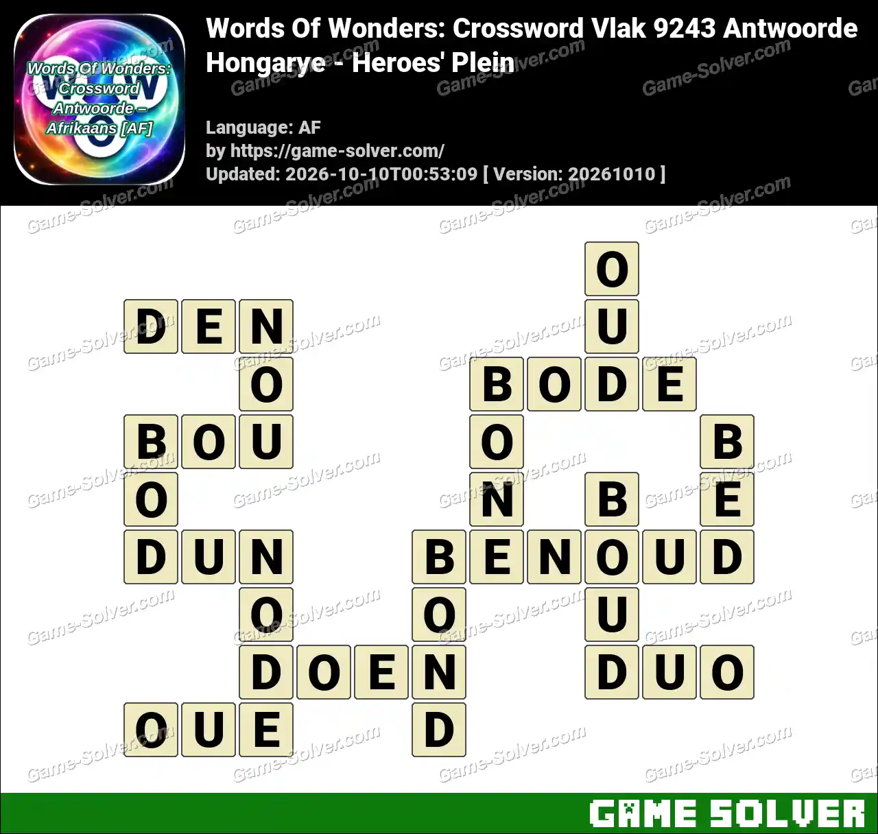 Words Of Wonders: Crossword Vlak 9243 Antwoorde – Hongarye – Heroes’ Plein